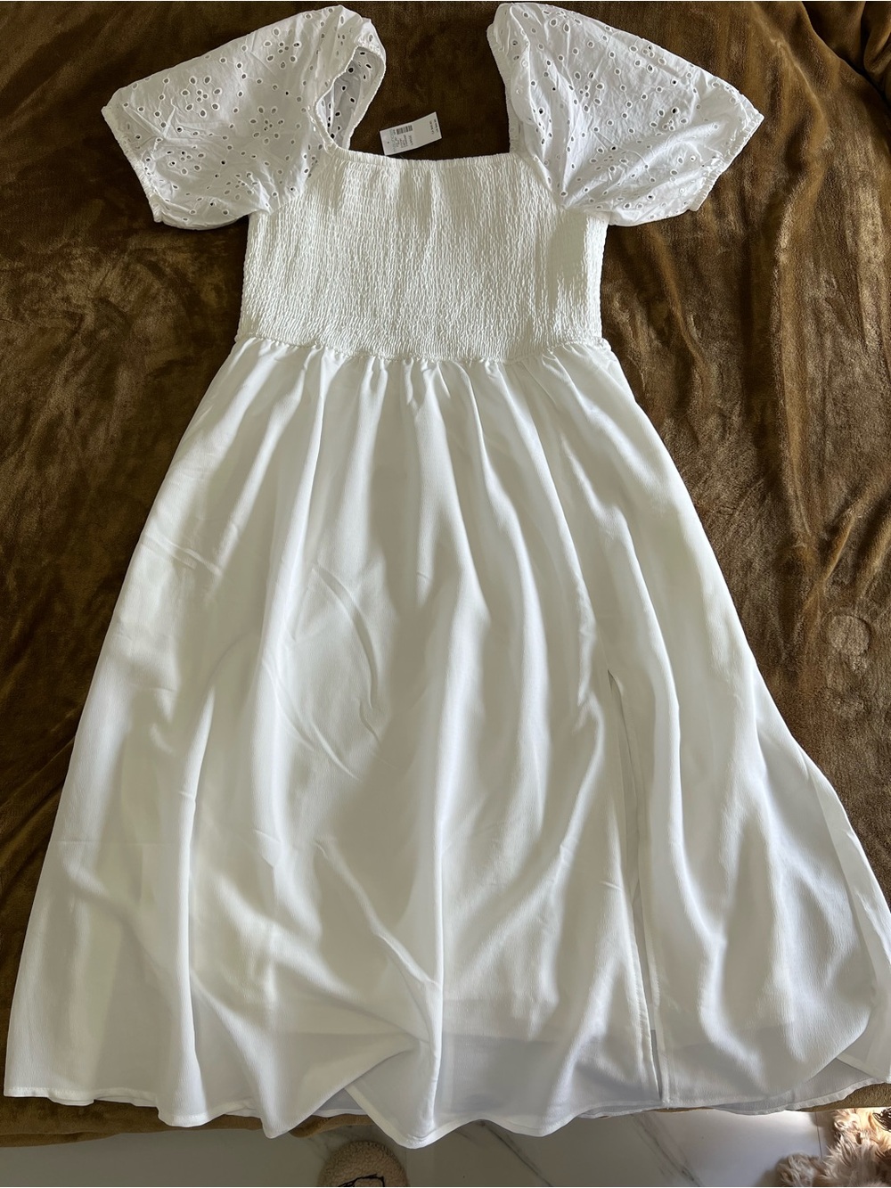 Maurices White Puff-Sleeve Midi Dress